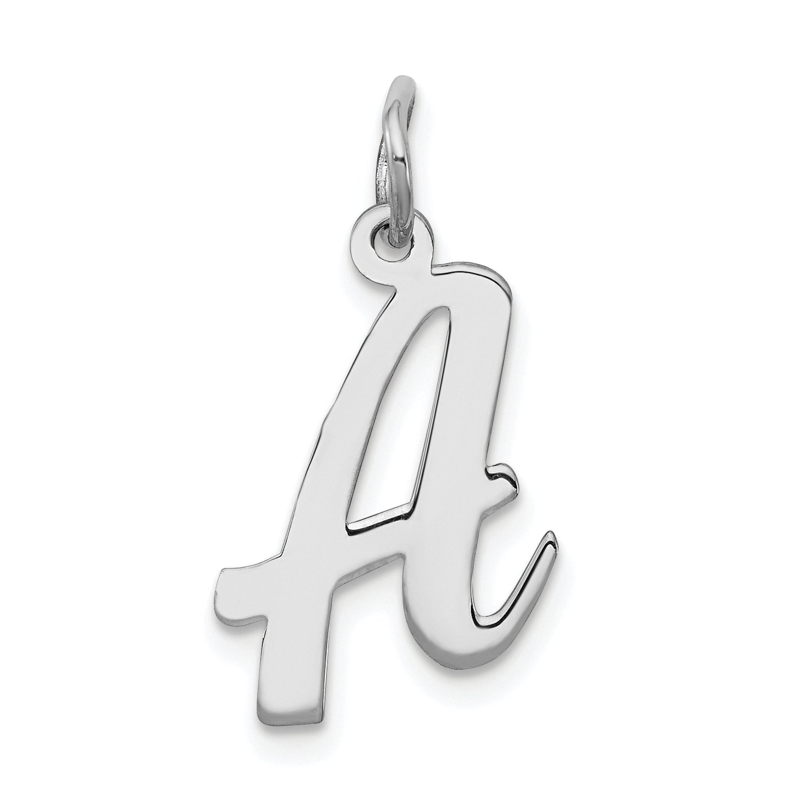 Sterling Silver Rhodium-Plated Script Letter A Initial Charm