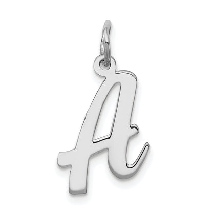 Sterling Silver Rhodium-Plated Script Letter A Initial Charm