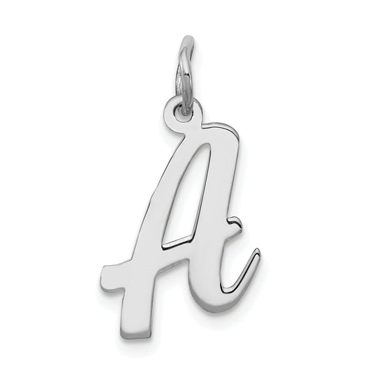 Sterling Silver Rhodium-Plated Script Letter A Initial Charm