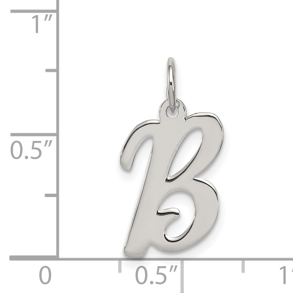Sterling Silver Rhodium-Plated Script Letter B Initial Charm