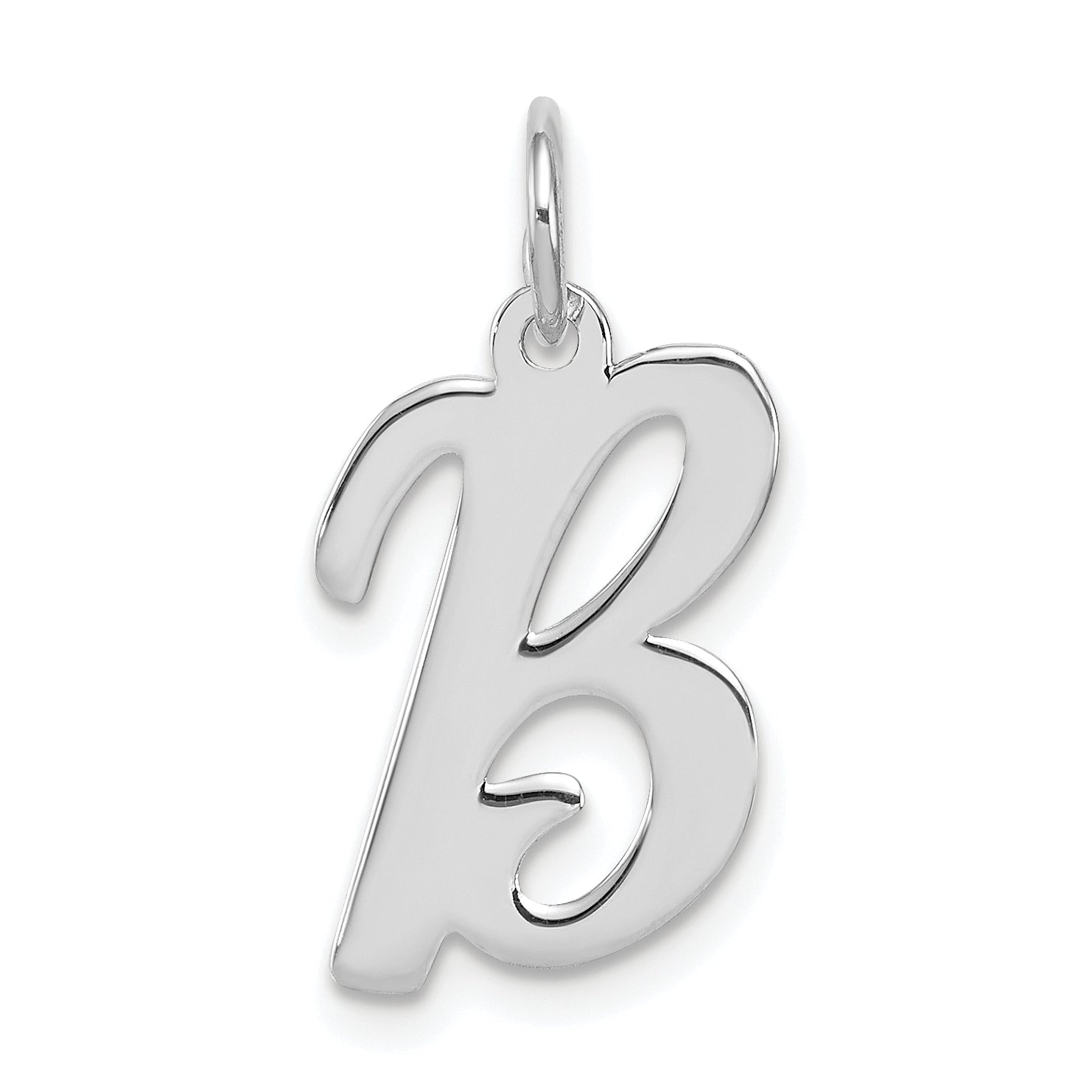 Sterling Silver Rhodium-Plated Script Letter B Initial Charm