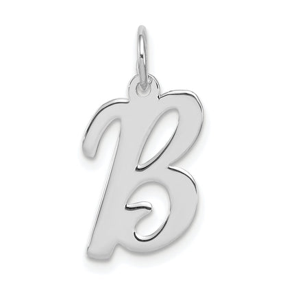 Sterling Silver Rhodium-Plated Script Letter B Initial Charm