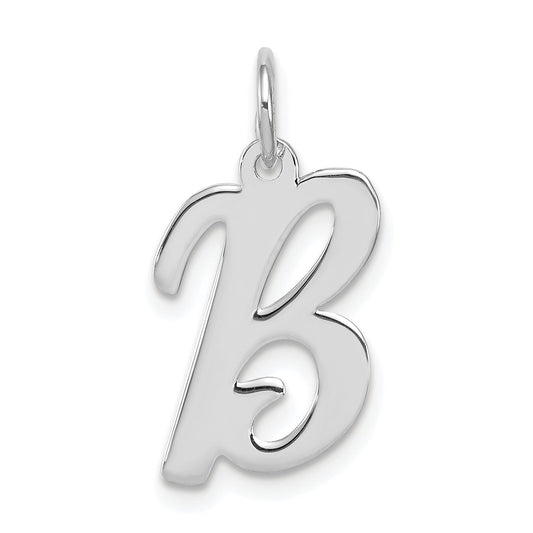 Sterling Silver Rhodium-Plated Script Letter B Initial Charm