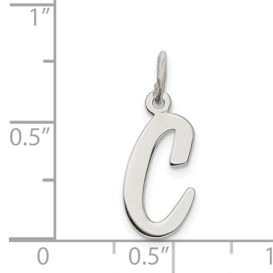 Sterling Silver Rhodium-Plated Script Letter C Initial Charm
