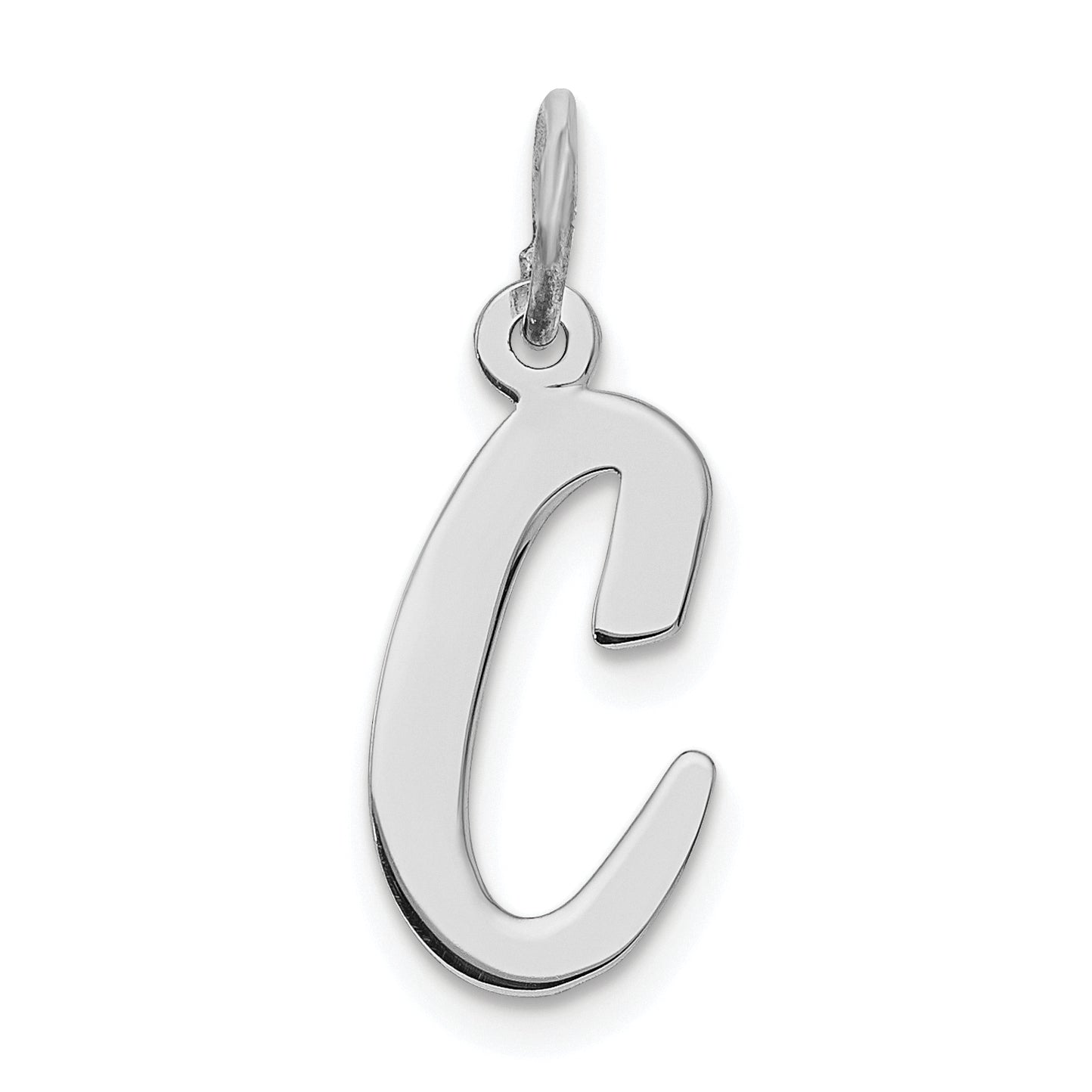Sterling Silver Rhodium-Plated Script Letter C Initial Charm
