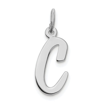 Sterling Silver Rhodium-Plated Script Letter C Initial Charm