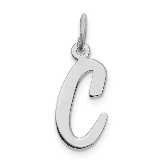 Sterling Silver Rhodium-Plated Script Letter C Initial Charm