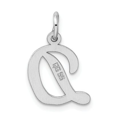 Sterling Silver Rhodium-Plated Script Letter D Initial Charm