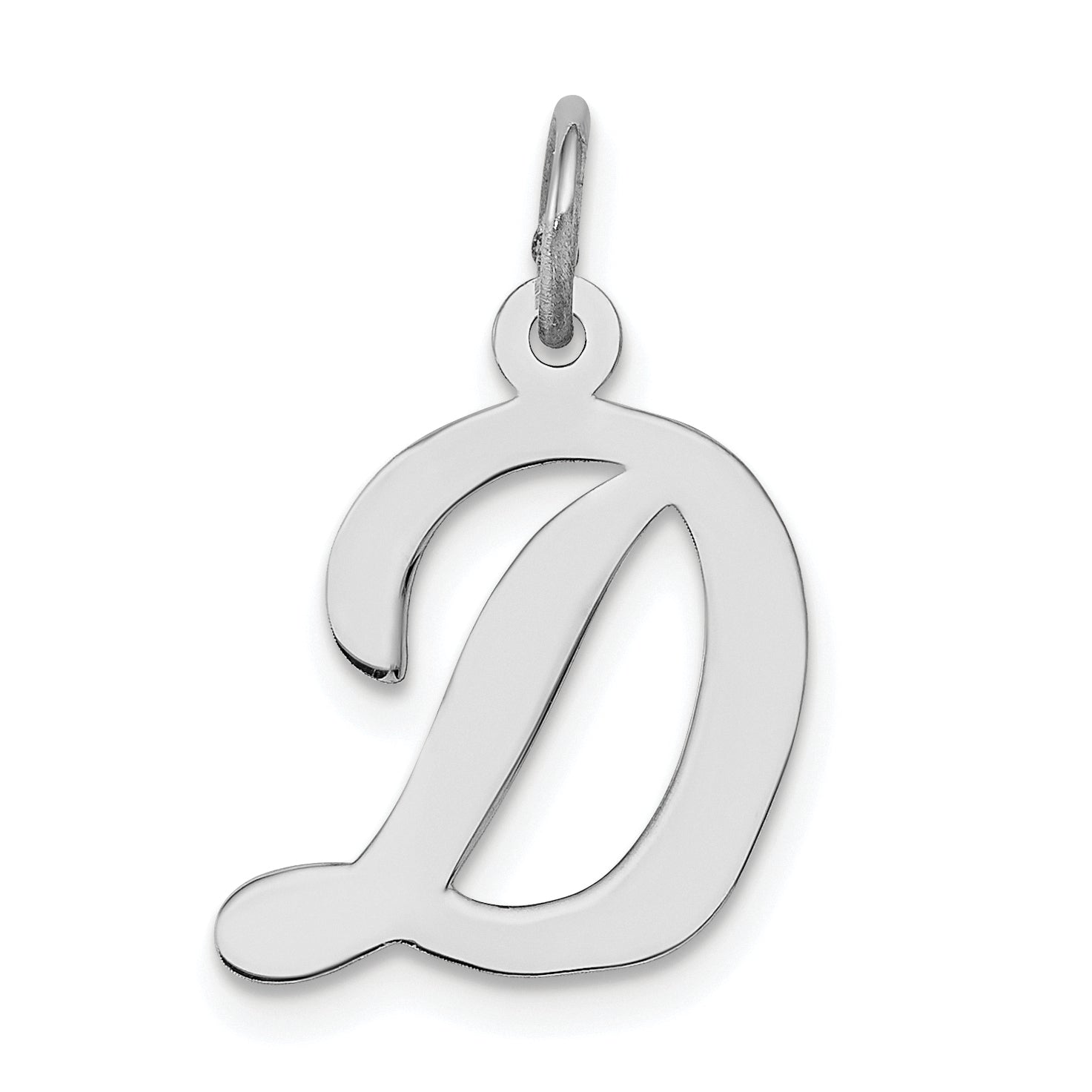 Sterling Silver Rhodium-Plated Script Letter D Initial Charm