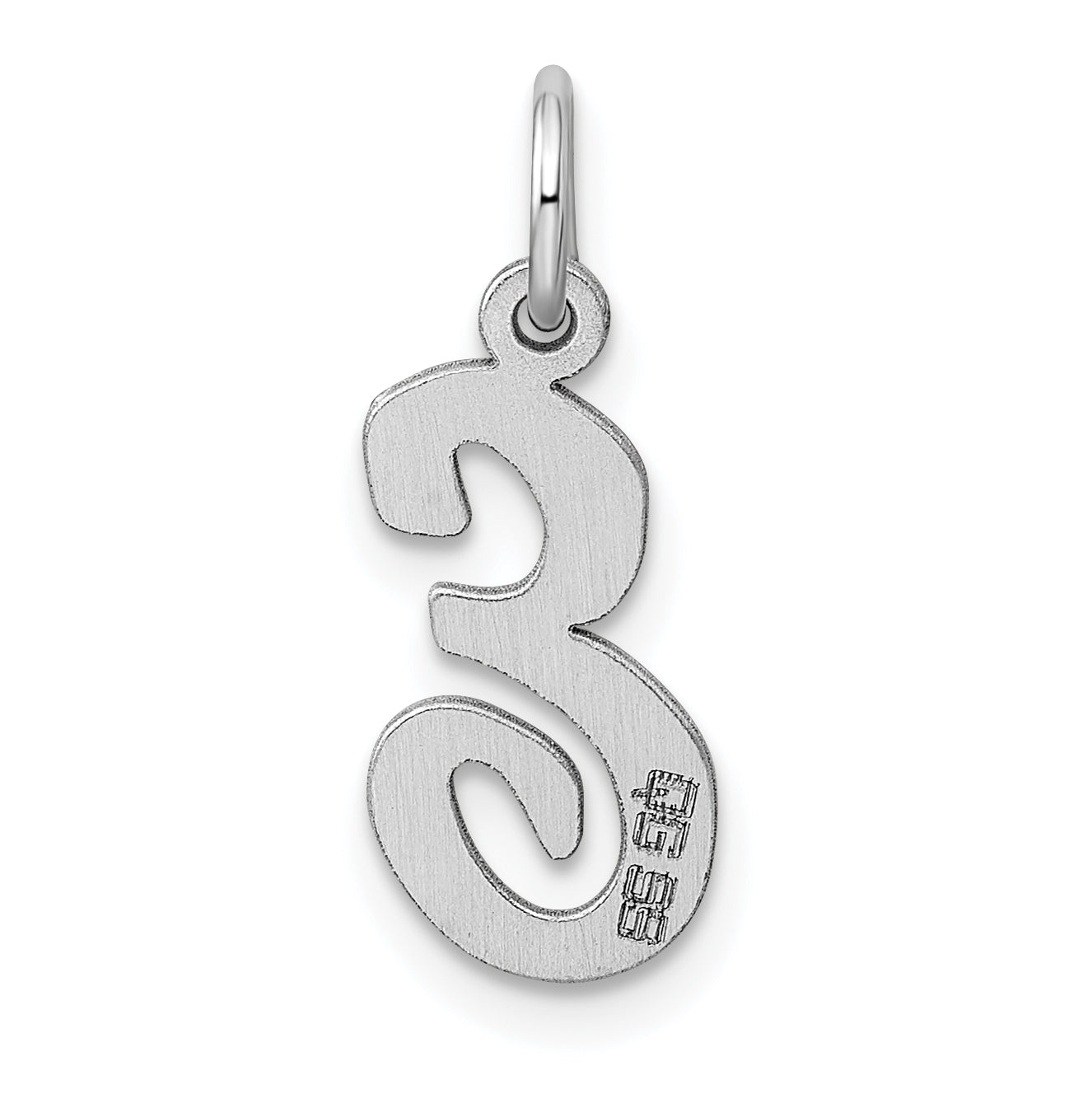 Sterling Silver Rhodium-Plated Script Letter E Initial Charm