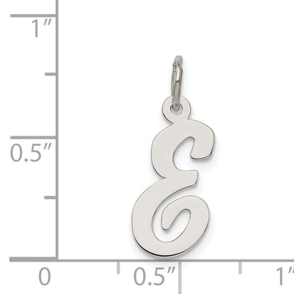 Sterling Silver Rhodium-Plated Script Letter E Initial Charm