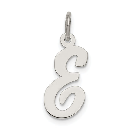 Sterling Silver Rhodium-Plated Script Letter E Initial Charm