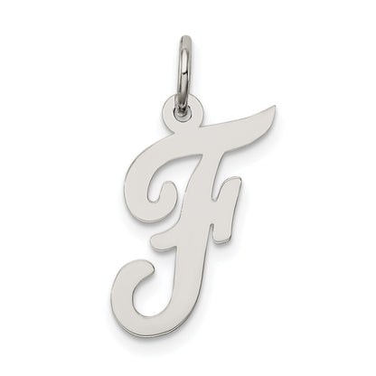 Sterling Silver Rhodium-Plated Script Letter F Initial Charm
