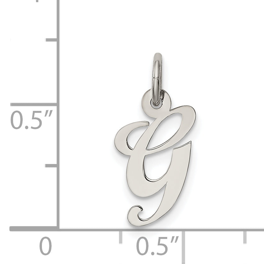Sterling Silver Rhodium-Plated Script Letter G Initial Charm