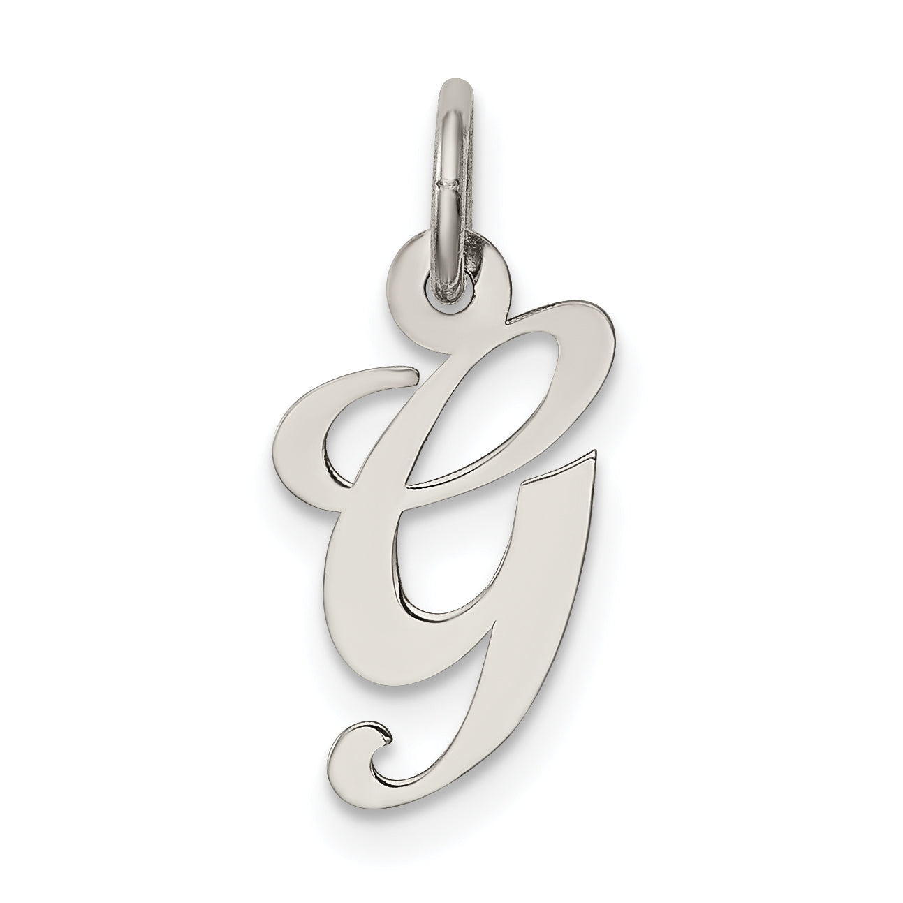 Sterling Silver Rhodium-Plated Script Letter G Initial Charm