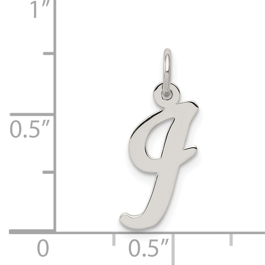 Sterling Silver Rhodium-Plated Script Letter I Initial Charm