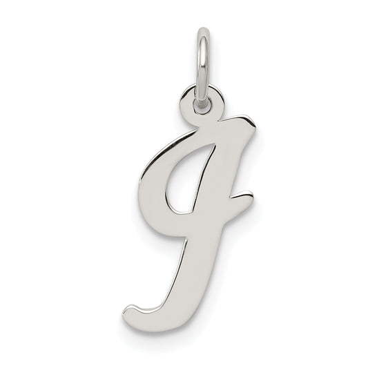 Sterling Silver Rhodium-Plated Script Letter I Initial Charm