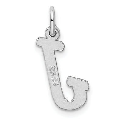 Sterling Silver Rhodium-Plated Script Letter J Initial Charm