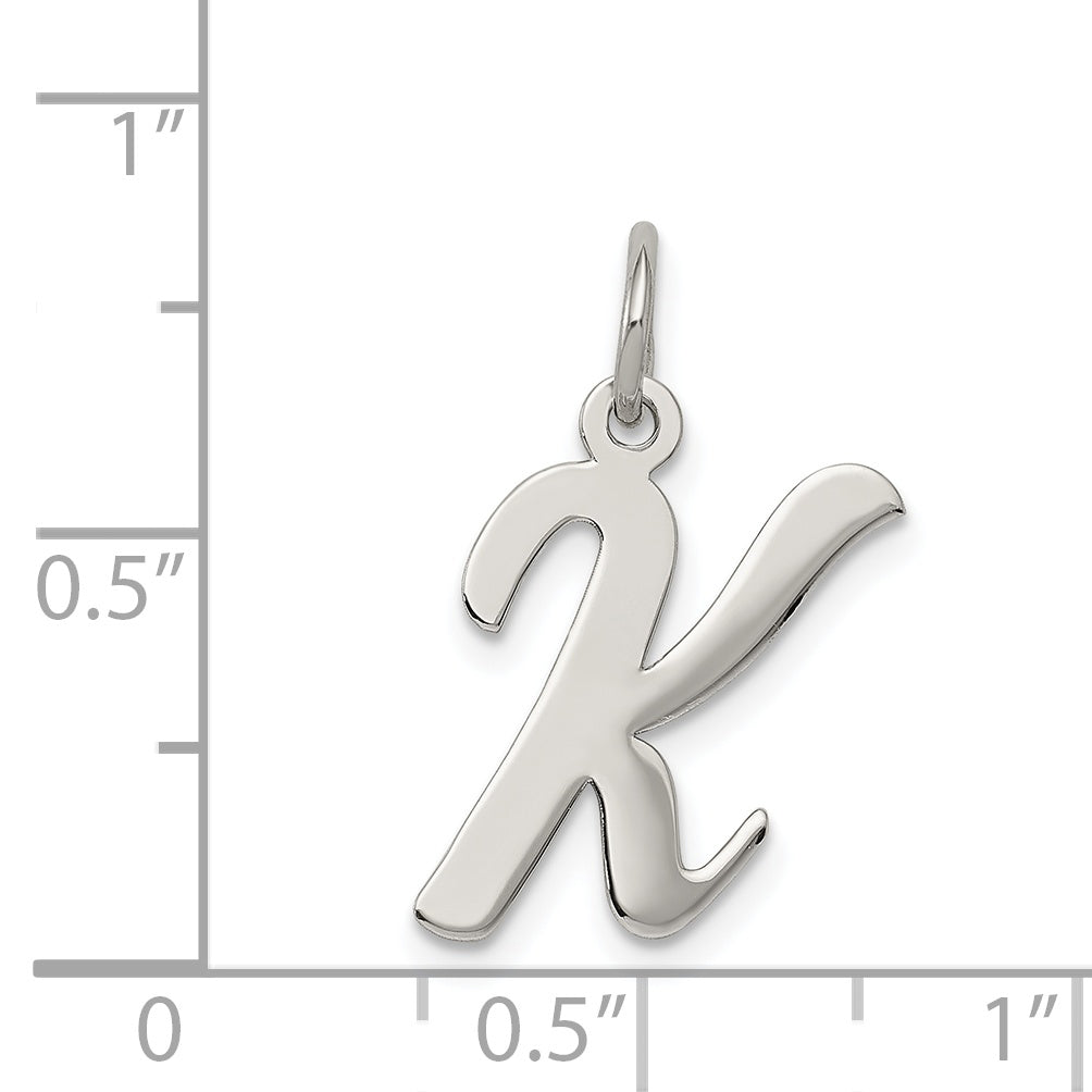 Sterling Silver Rhodium-Plated Script Letter K Initial Charm