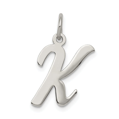 Sterling Silver Rhodium-Plated Script Letter K Initial Charm