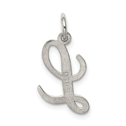 Sterling Silver Rhodium-Plated Script Letter L Initial Charm