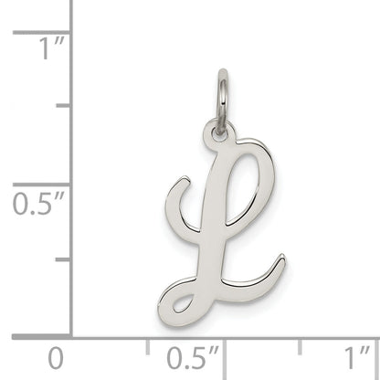 Sterling Silver Rhodium-Plated Script Letter L Initial Charm