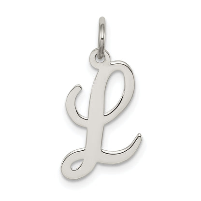Sterling Silver Rhodium-Plated Script Letter L Initial Charm
