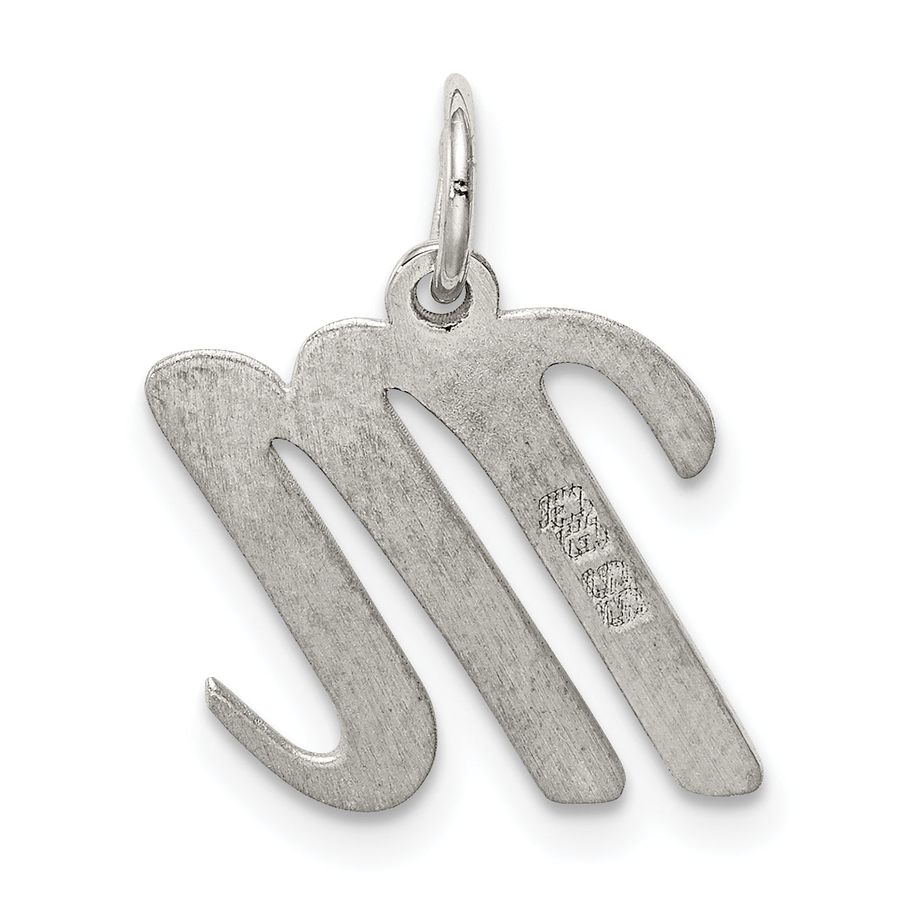 Sterling Silver Rhodium-Plated Script Letter M Initial Charm