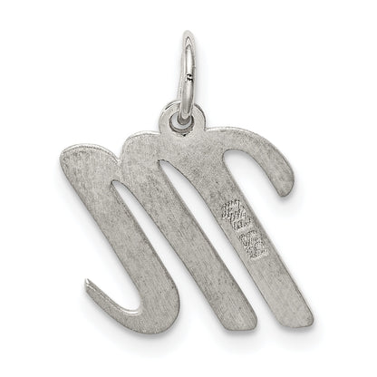 Sterling Silver Rhodium-Plated Script Letter M Initial Charm