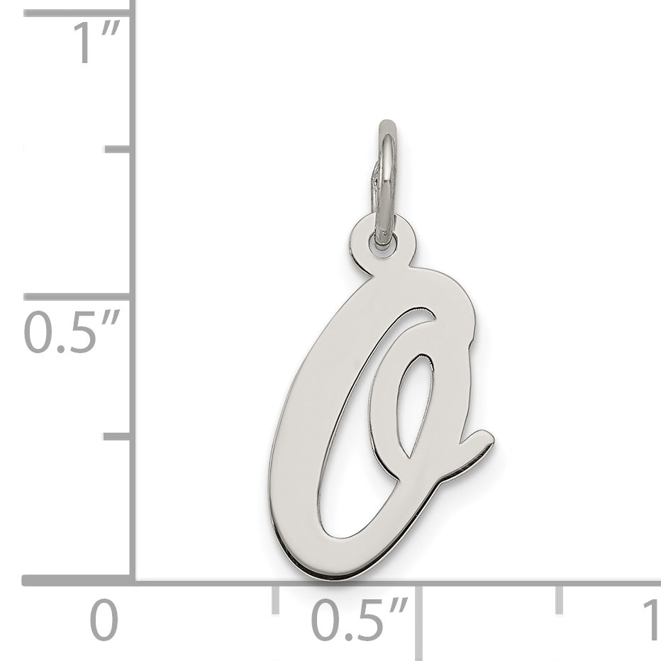 Sterling Silver Rhodium-Plated Script Letter O Initial Charm