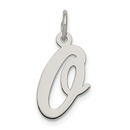 Sterling Silver Rhodium-Plated Script Letter O Initial Charm