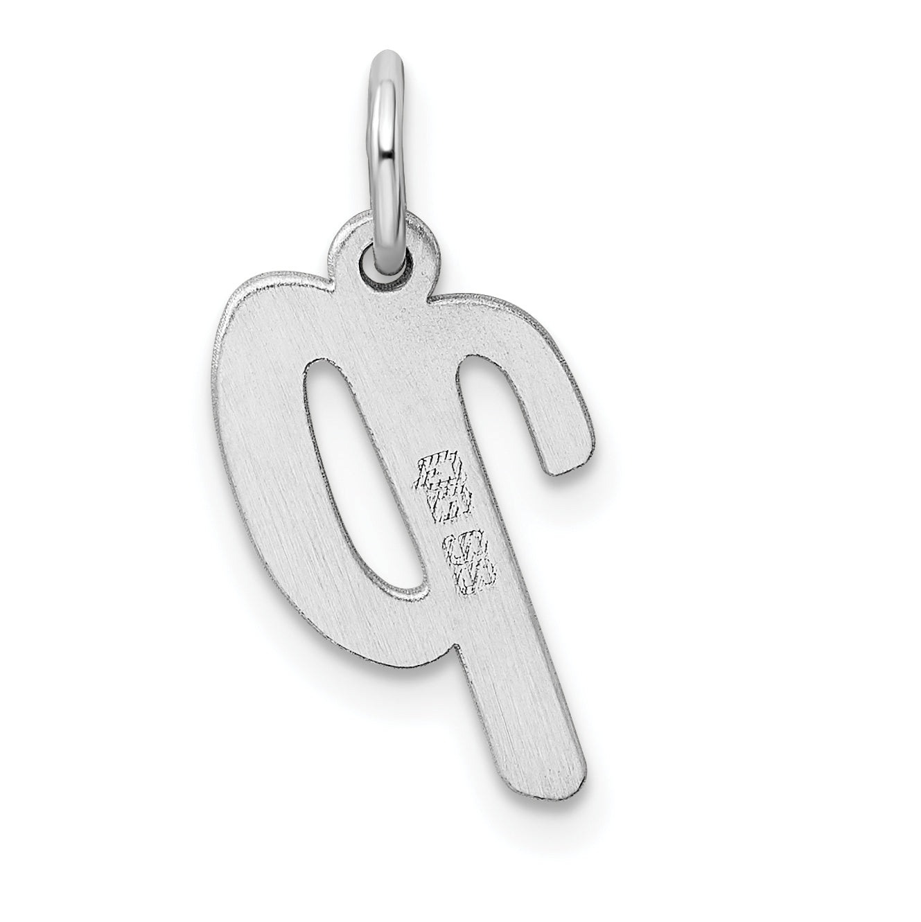 Sterling Silver Rhodium-Plated Script Letter P Initial Charm