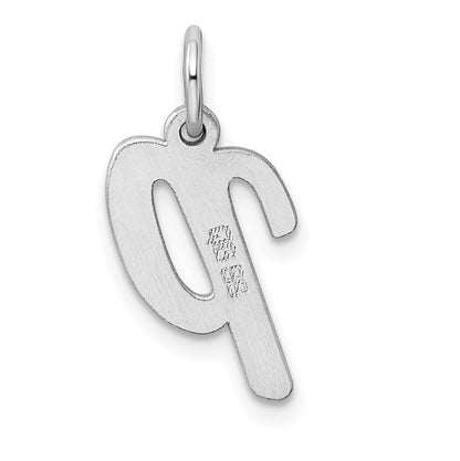 Sterling Silver Rhodium-Plated Script Letter P Initial Charm