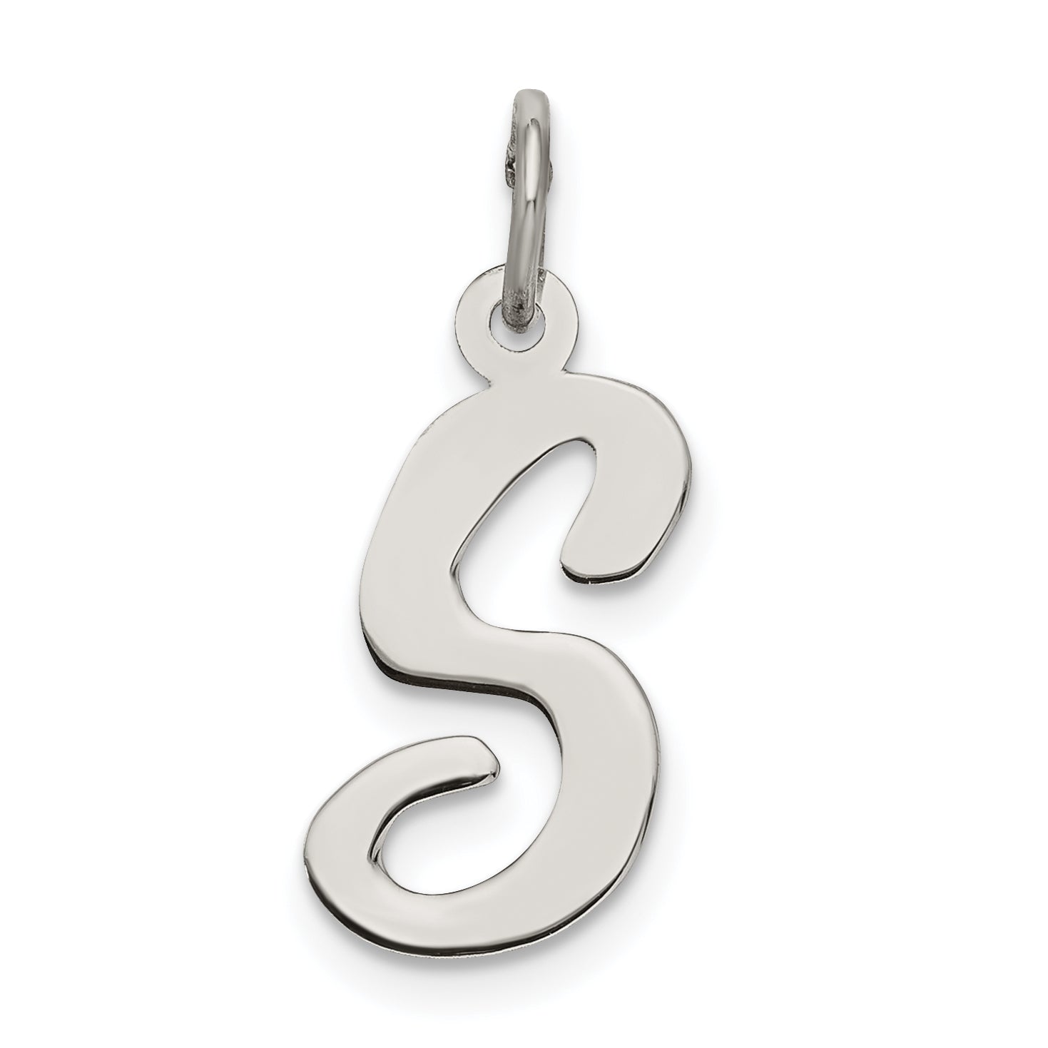 Sterling Silver Rhodium-Plated Script Letter S Initial Charm