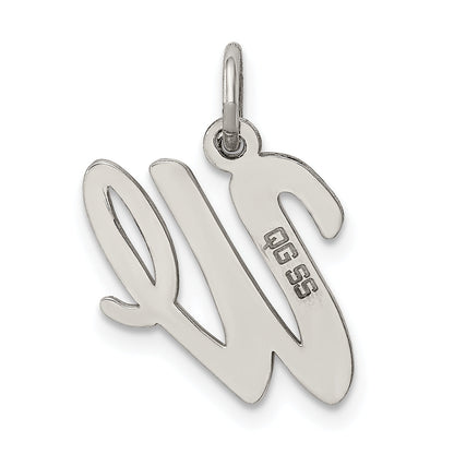 Sterling Silver Rhodium-Plated Script Letter W Initial Charm