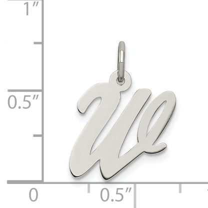 Sterling Silver Rhodium-Plated Script Letter W Initial Charm