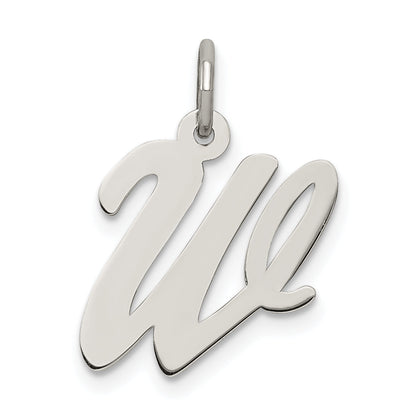 Sterling Silver Rhodium-Plated Script Letter W Initial Charm