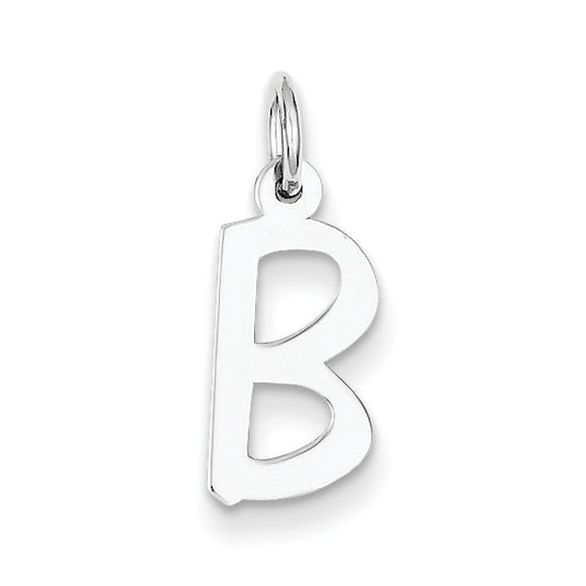 Sterling Silver Medium Slanted Block Initial B Charm