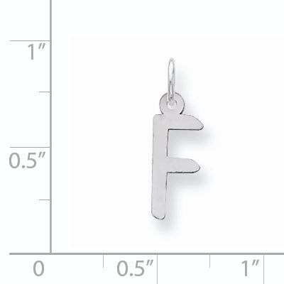 Sterling Silver Medium Slanted Block Initial F Charm