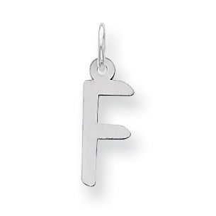 Sterling Silver Medium Slanted Block Initial F Charm