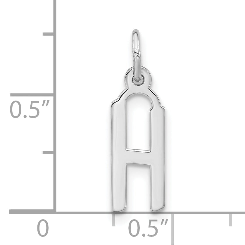 Sterling Silver Polished Medium Slanted Block Initial H Charm