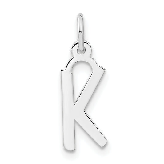 Sterling Silver Medium Slanted Block Initial K Charm