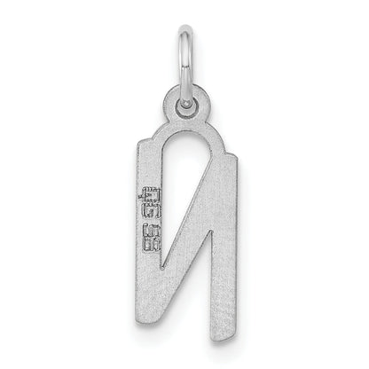 Sterling Silver Polished Medium Slanted Block Initial N Charm