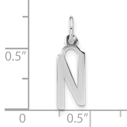 Sterling Silver Polished Medium Slanted Block Initial N Charm