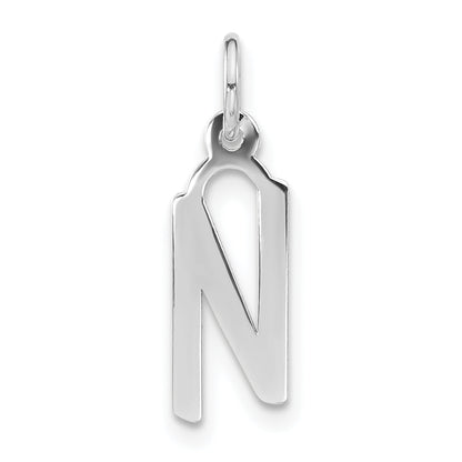 Sterling Silver Polished Medium Slanted Block Initial N Charm