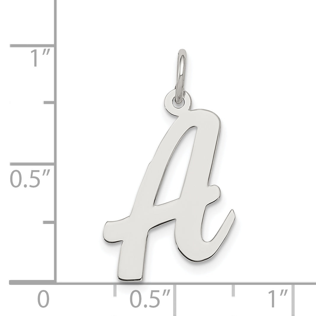 Sterling Silver Rhodium-Plated Script Letter A Initial Charm