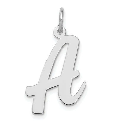 Sterling Silver Rhodium-Plated Script Letter A Initial Charm