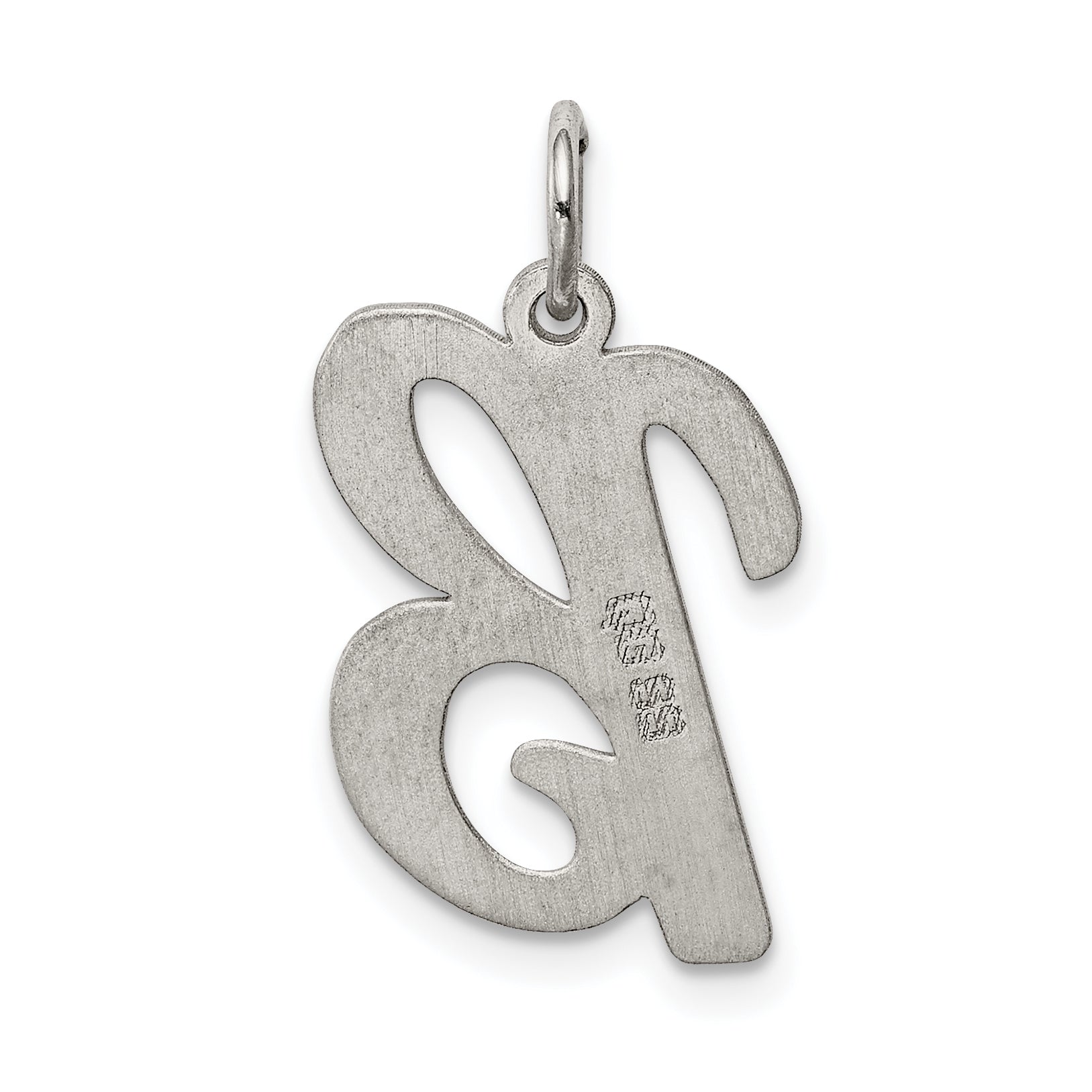 Sterling Silver Rhodium-Plated Script Letter B Initial Charm