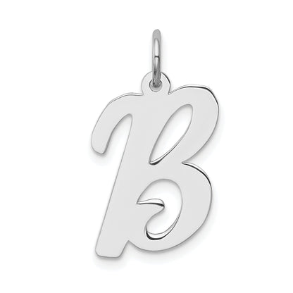 Sterling Silver Rhodium-Plated Script Letter B Initial Charm