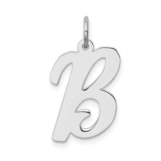 Sterling Silver Rhodium-Plated Script Letter B Initial Charm
